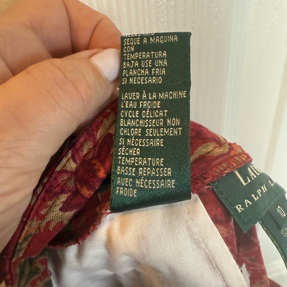 Lauren Ralph Lauren Linen Red High Waist Floral Chino Shorts Zip Front Designer - Picture 10 of 10
